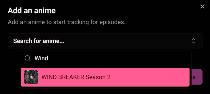 Anime Adding Search