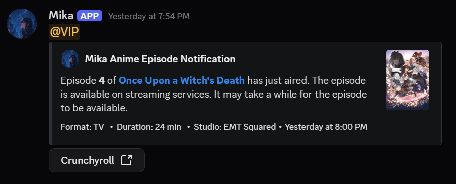 Anime Tracking Notification Example
