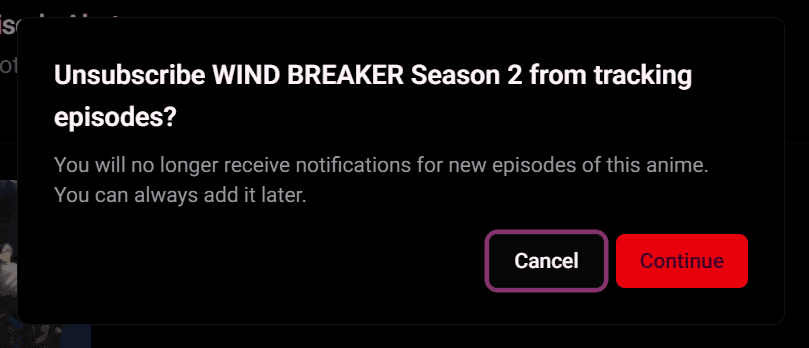 Anime Unsubscribe Confirm